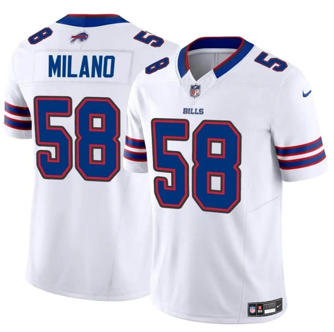 Men's White Buffalo Bills #58 Matt Milano 2024 F.U.S.E. Vapor Untouchable Limited Stitched Football Jersey
